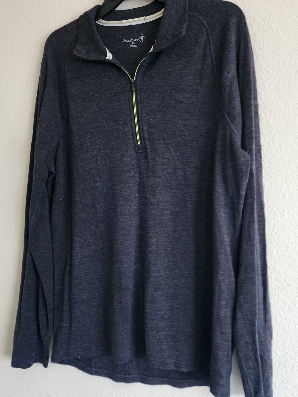 Smartwool Mens XL 100% Merino Wool Quarter Zip Base Layer Pullover Dark Charcoal - Picture 3 of 7